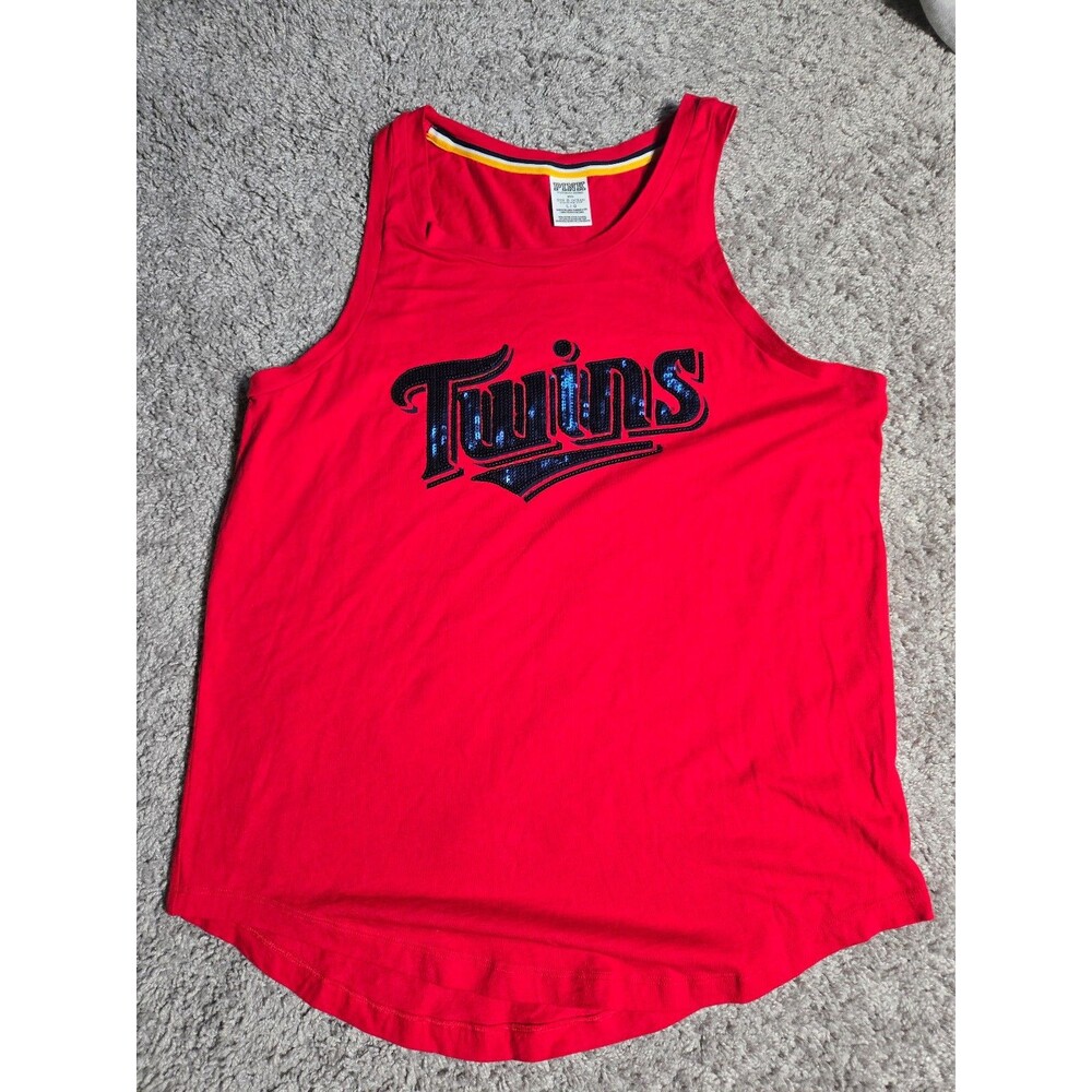 Victoria's Secret Pink 5th Ocean MLB Minnesota Twins Tank Top Red Large Sequin